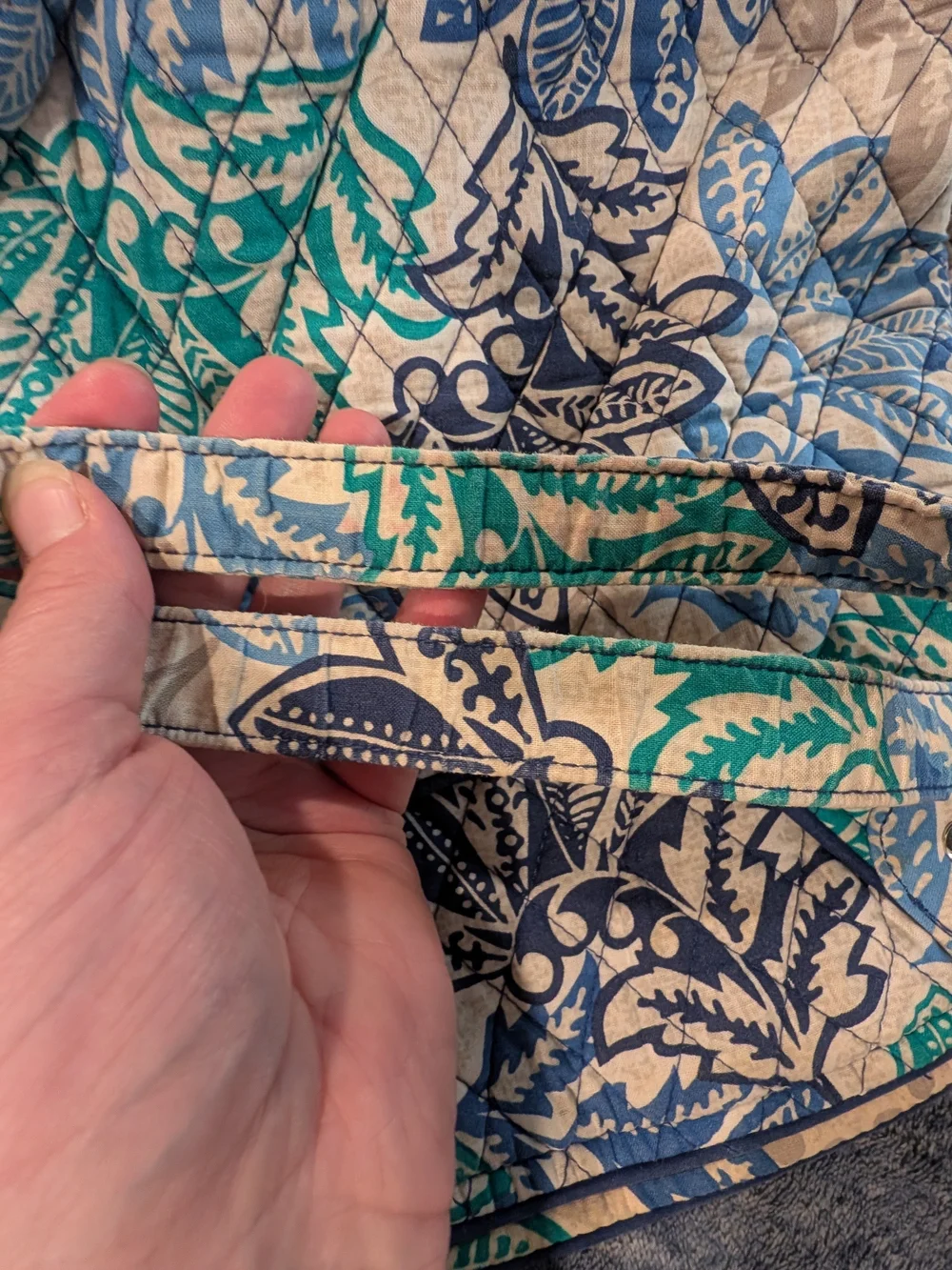 Vera Bradley Santiago Glenna Blue & Teal Quilted Leaf-Print Shoulder Bag